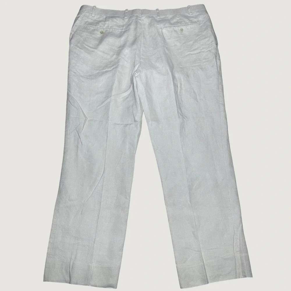 Ralph Ralph Lauren Dress Pants Mens 44R (44x30) 100% Linen Flat Front Beige
